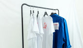 white and blue polo shirt