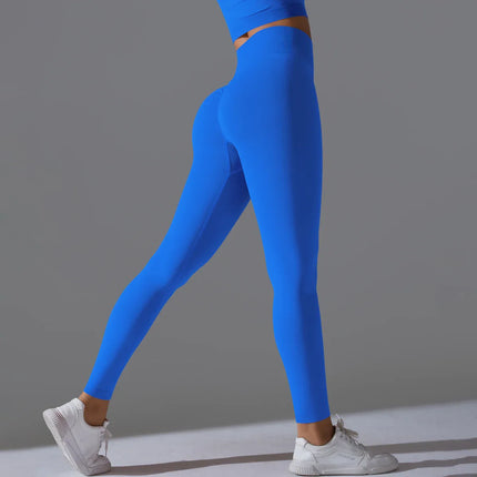 Seamless Solid Peach Sports Trousers for Women - Tight Running Fitness Yoga Pants with High Waist and Butt-Lifting Design - tugranalmacen.com