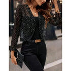 Chaqueta Negra con Lentejuelas Brillantes para Mujer - Elegante y Glamurosa