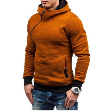 Sudadera con capucha y cremallera oblicua para hombre