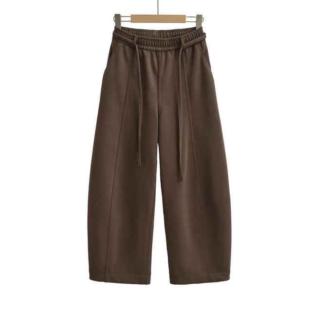 Pantalones anchos y sueltos de terciopelo, cintura alta y cordón ajustable - tugranalmacen.com