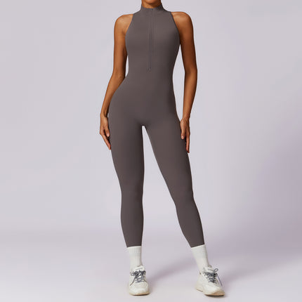 Mono deportivo con cremallera para yoga y fitness sin mangas