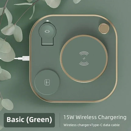 15w Fast 3 In 1 Wireless Charging for IPhone Phone Watch Earphone Modern Led Office Desk Lamp Wireless Charger Lamp - tugranalmacen.com
