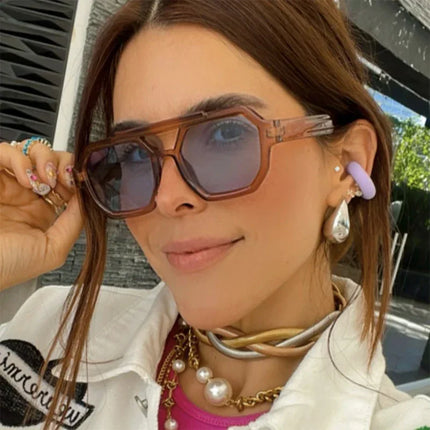 Nuevas gafas de sol poligonales de doble haz personalizadas - tugranalmacen.com
