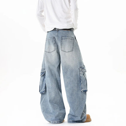 Jeans cargo ultra anchos de hombre bolsillos grandes Comodidad, diseño