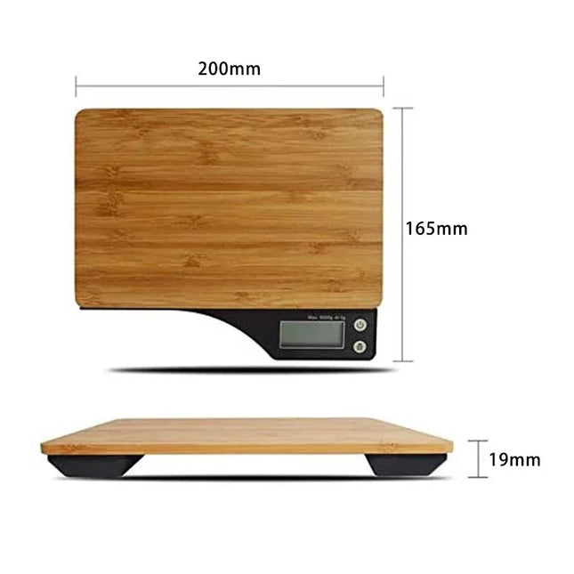 Báscula digital para alimentos, plataforma de bambú natural - tugranalmacen.com