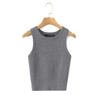 Top gris de punto sin mangas