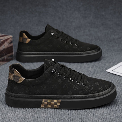 Zapatos de lona negros para hombre con suela cómoda y transpirable