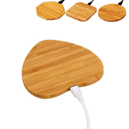 Cargador inalámbrico Qi de madera de bambú, vista frontal