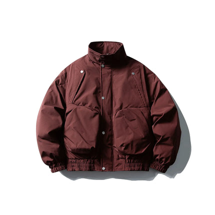 Chaqueta Bomber Acolchada de Hombre | Invierno Oversize Burdeos