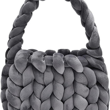 Bolsa de cartero tejida a mano con hilo hilado y núcleo de terciopelo de cristal. - tugranalmacen.com