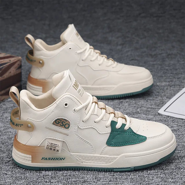 Zapatillas altas para hombre con cordones color khaki