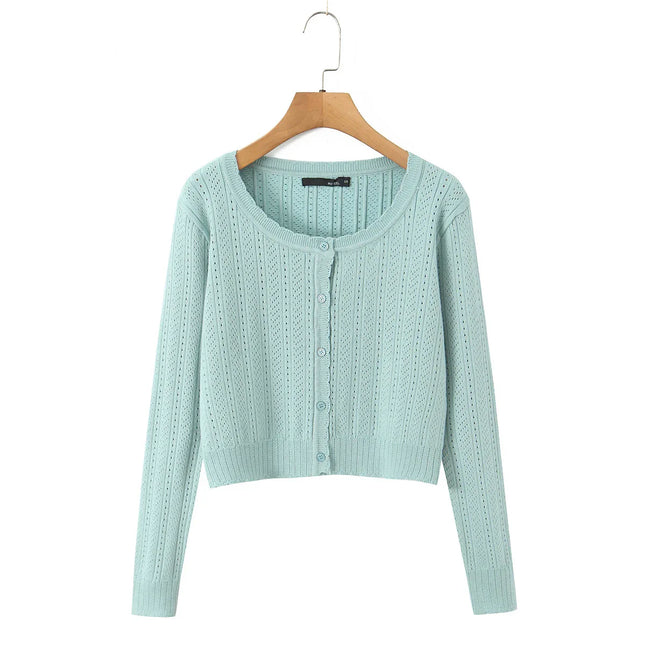 Top de manga larga con cuello redondo y botonadura sencilla - tugranalmacen.com