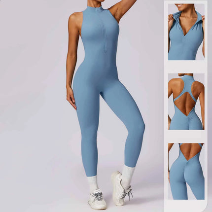 Mono deportivo negro con cremallera para yoga