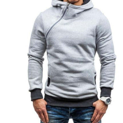 Sudadera con capucha y cremallera oblicua para hombre