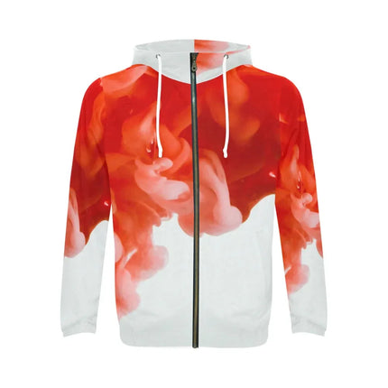 Sudadera de hombre con capucha y cremallera, color humo rojo degradado