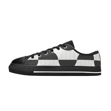 Zapatillas de lona Aquila para mujer Modelo 018 en blanco y negro, estilo casual, material textil