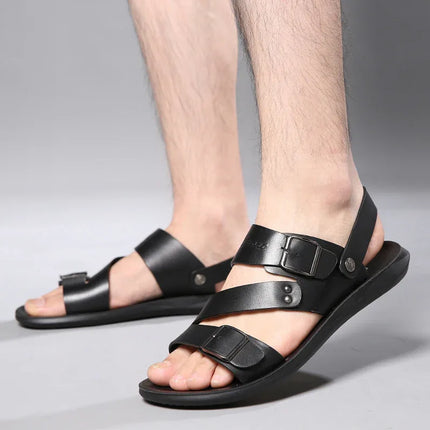 Sandalias de Cuero Negro con Hebillas de Estilo Gladiador f.seo - tugranalmacen.com