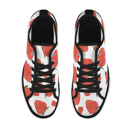 Zapatillas Seattle modelo Strawberry, deportivas, blancas con estampado de fresas, cordones negros, estilo casual