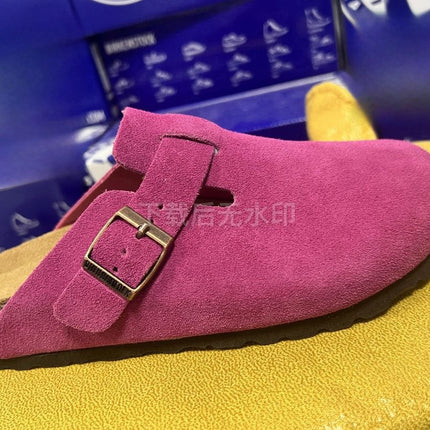 Sandalias de cuero genuino con punta redonda para mujer