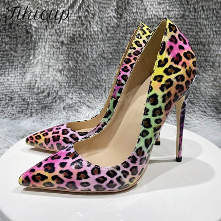Zapatos de tacón alto con estampado de leopardo rosa mujer