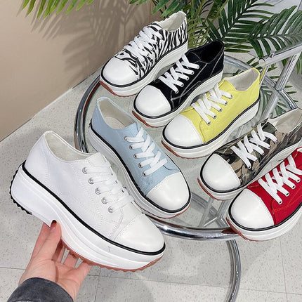 Zapatillas unisex de lona con suela gruesa para uso diario