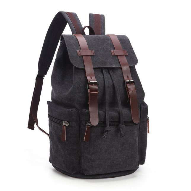 Mochila de lona lavada color azul oscuro