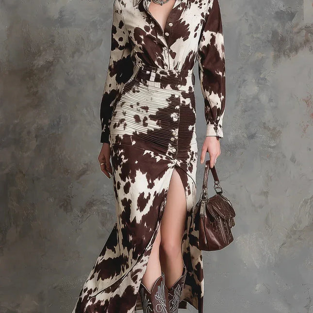 Long sleeved button irregular long skirt dress shirt skirt - tugranalmacen.com