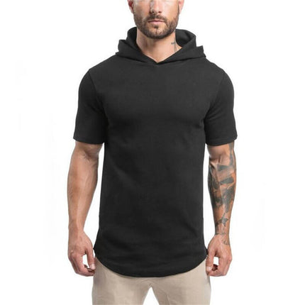 Sudadera de manga corta con capucha hombre – color negro