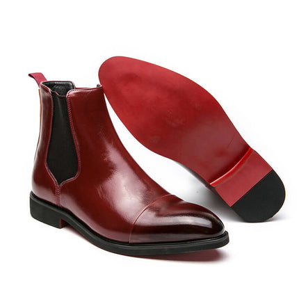 Botines Chelsea con suela roja de estilo británico para hombre color rojo