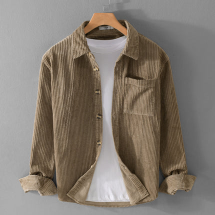 Camisa de pana de manga larga sencilla e informal