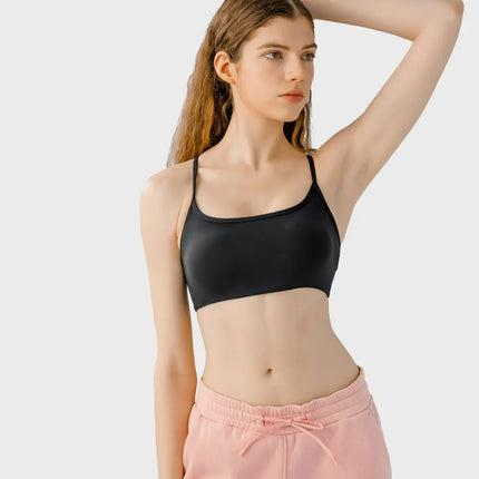 Camisola deportiva con espalda cruzada y escote redondo