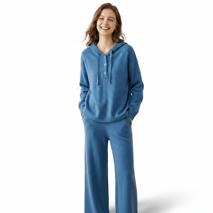 Conjunto de suéter holgado con capucha y pantalón ancho en negro