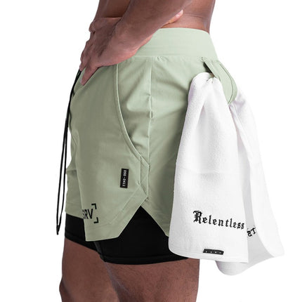 Pantalones cortos deportivos de doble capa y secado rápido