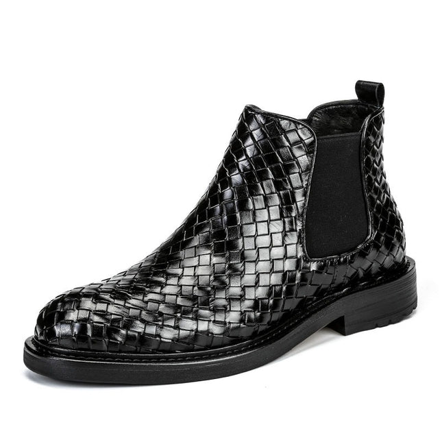 Botas cortas de hombre con diseño tejido moderno y elegante