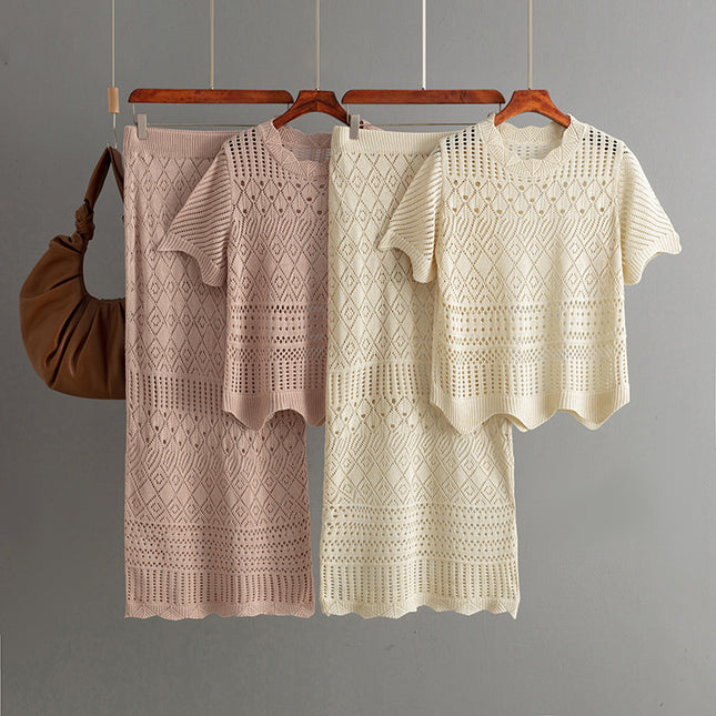 Conjunto dos piezas mujer: top manga corta y falda larga