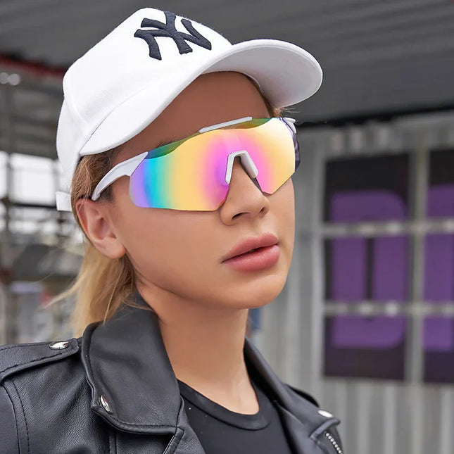 Colorful Cycling Sunglasses For Women With Advanced Sense Of Ins One-Piece Lenses For Outdoor Sports Sunglasses For Men - tugranalmacen.com