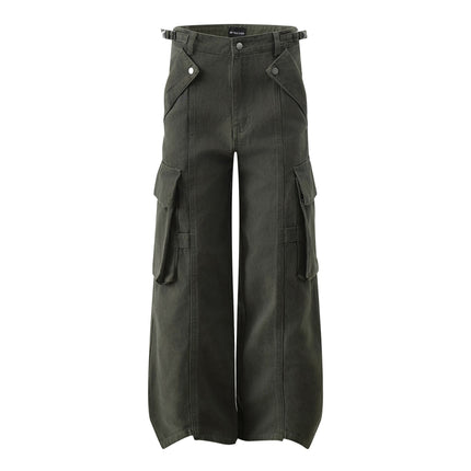 Pantalones holgados estilo retro urbano en verde militar