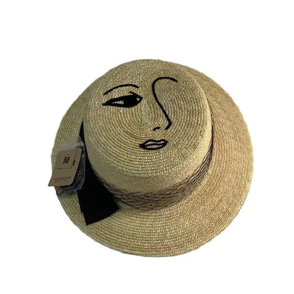 Sombrero vintage de verano color khaki con lazo de encaje
