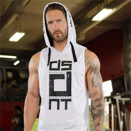 Camiseta sin mangas de algodón con capucha para hombre