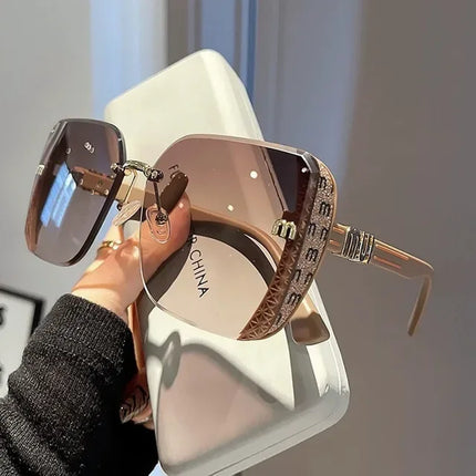 gafas de sol de moda con montura media, de alta calidad, tendencia, gafas de sol sencillas para mujer con brillo fino. - tugranalmacen.com