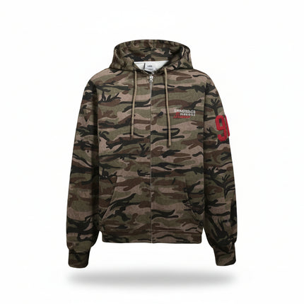 Sudadera con cremallera y capucha en camuflaje de mujer