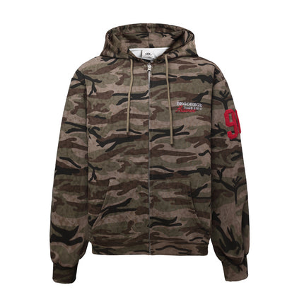 Sudadera con cremallera y capucha en camuflaje de mujer