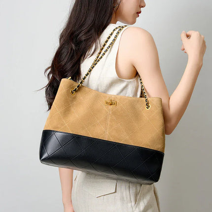 Chain shoulder crossbody leather tote bag suede handbag - tugranalmacen.com