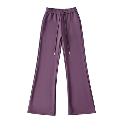 Pantalones anchos de felpa con cintura elástica y cordón ajustable, ligeramente acampanados. - tugranalmacen.com