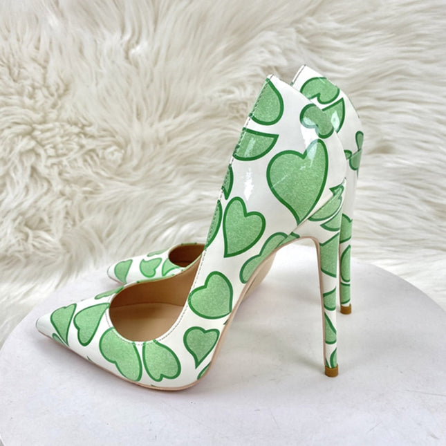 Zapatos de tacón alto de charol verde para mujer