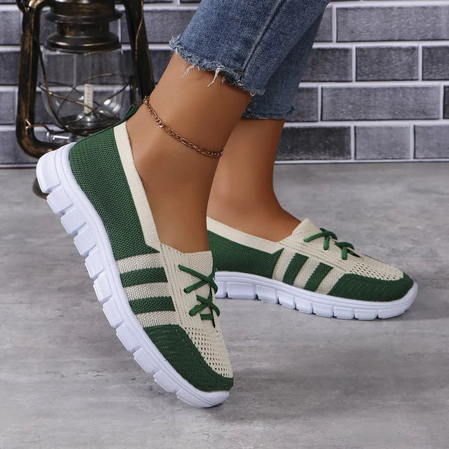 Zapatillas de malla planas con colores en contraste para estilo casual