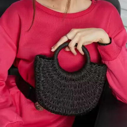 Grass woven bag women's bag ins versatile beach bag - tugranalmacen.com