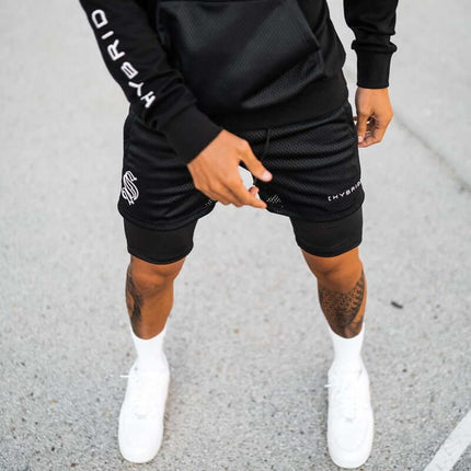 Pantalón corto deportivo de doble capa para hombre