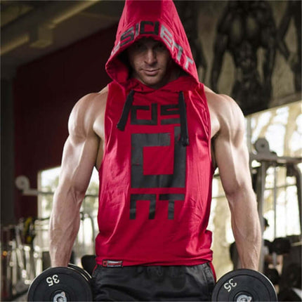 Camiseta sin mangas de algodón con capucha para hombre